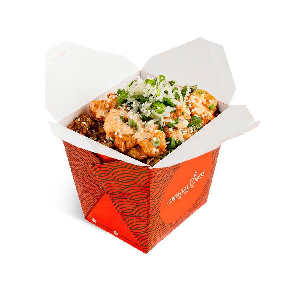 Box de camarones con vegetales de Oriental Box